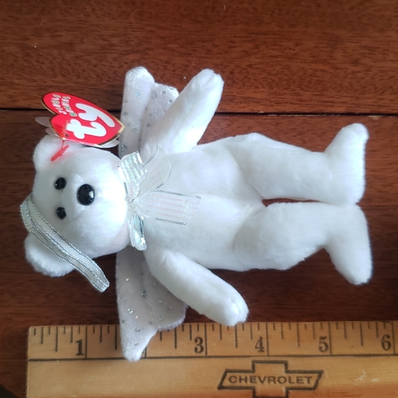 2 TY JINGLE BEANIES Angle Bear Herald White Snowman  snowcap with tags ornaments - Picture 9 of 10